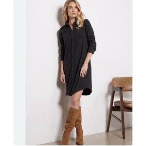 Faherty Legend Sweater Dress - Heathered Black Twill - Size Medium